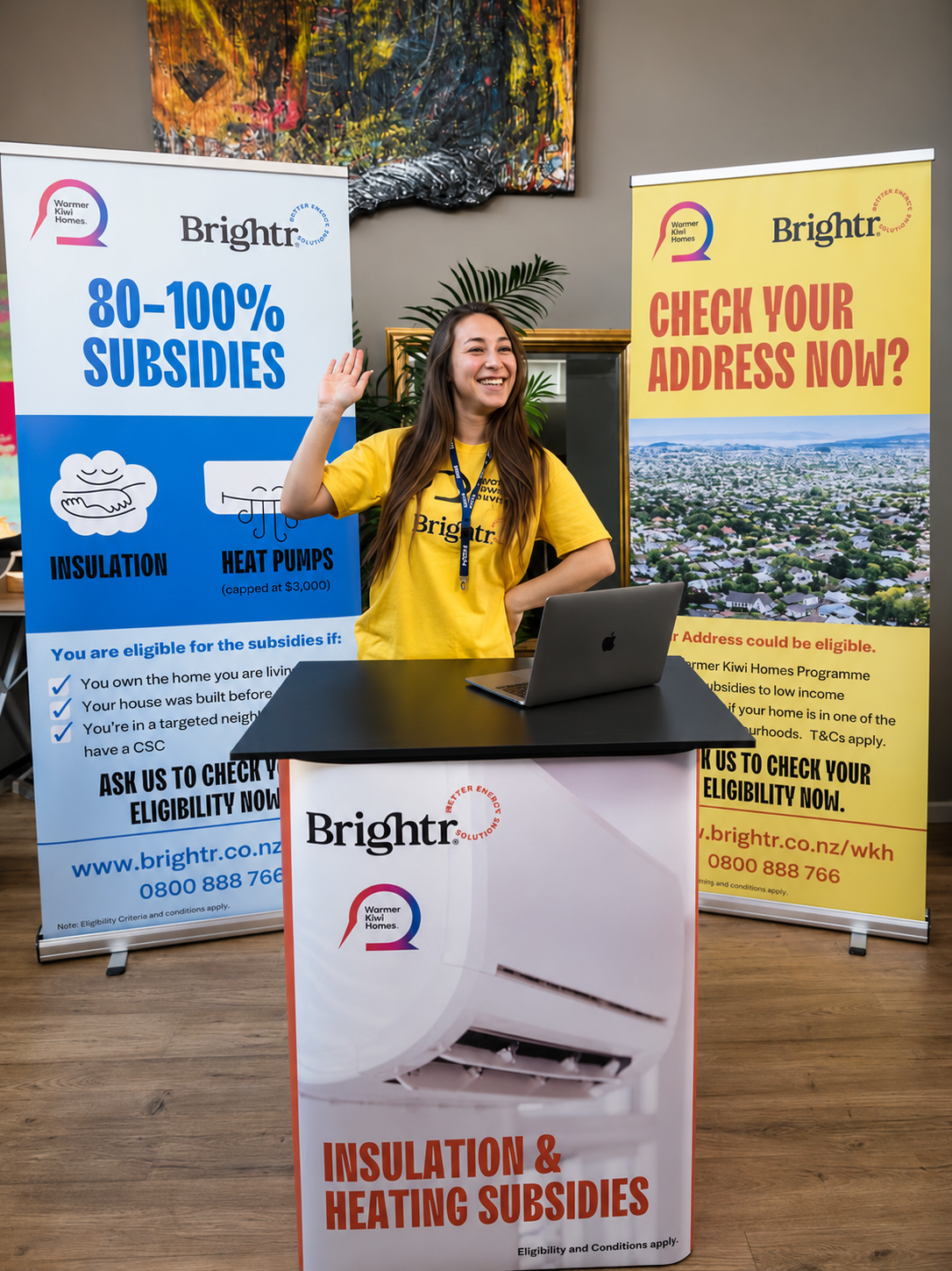 Brightr event promotion booth with branded signage